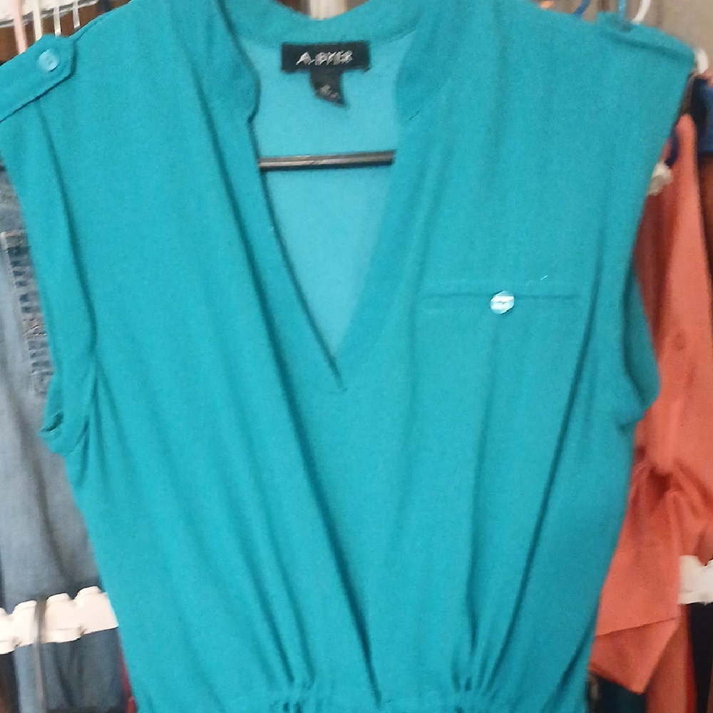 A. Byer Turquoise V-Neck Dress